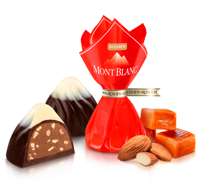 Цукерки шоколадні Монблан з карамелізованим подрібленим мигдалем1кг