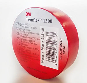 Изолента 3M Temflex 1300 (19 мм х 20 м х 0,13 мм) красная - фото 1 - id-p1872575724