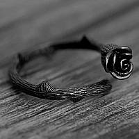 Шикарное кольцо черная роза Black Rose винтажное в стиле панк