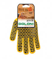 4078 Перчатки "Строитель" трикотажные рабочие желтые из пвх Долони 10 размер