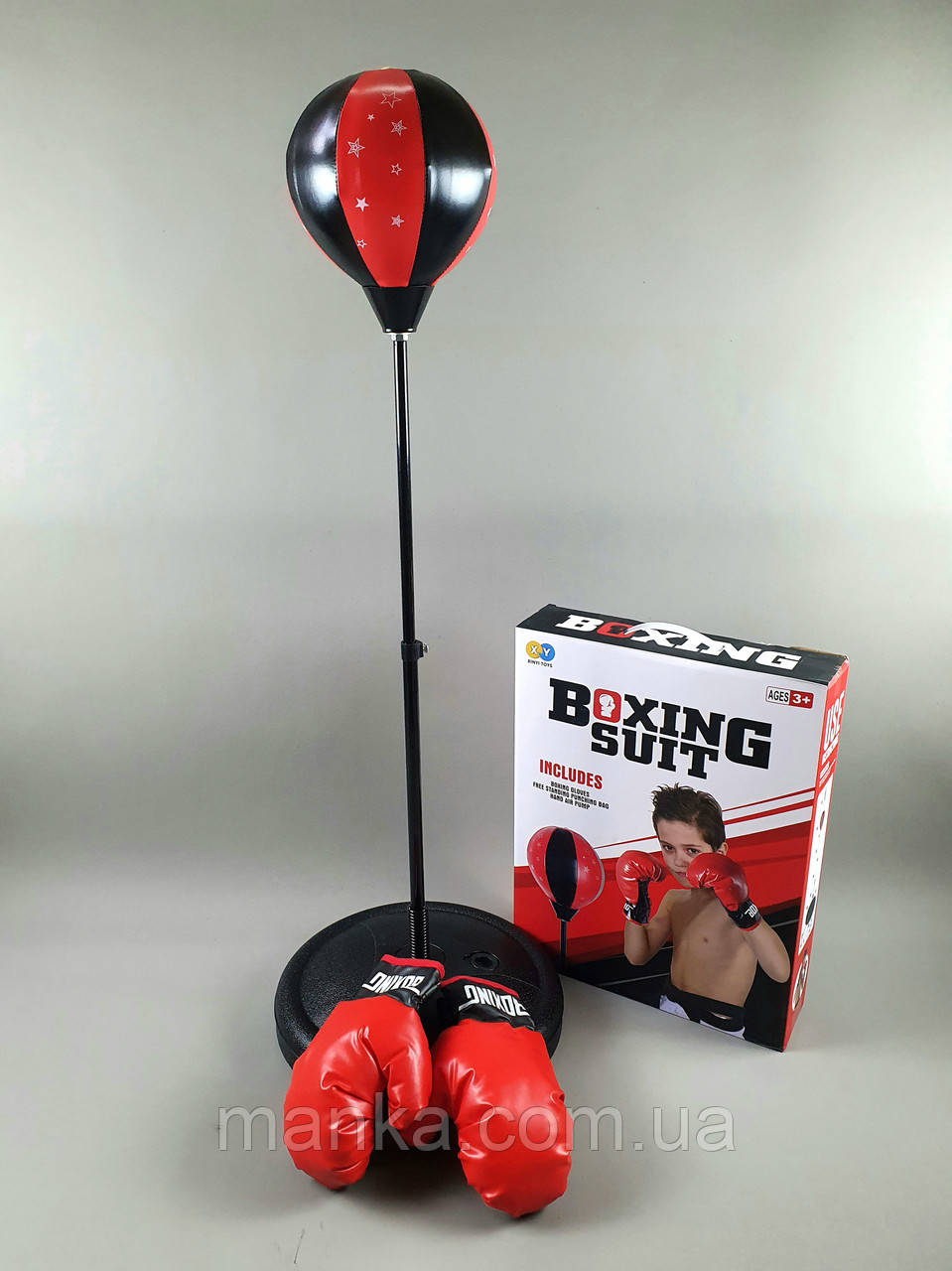 Боксерський набір на стійці TY 500-1 (12/2) рукавиці, насос, h = 106 см, у коробці, фото 1