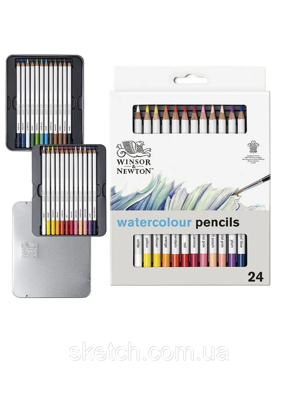 Набір акварельних олівців Studio Collection Watercolour Pensil, метал, Winsor&Newton, 24шт