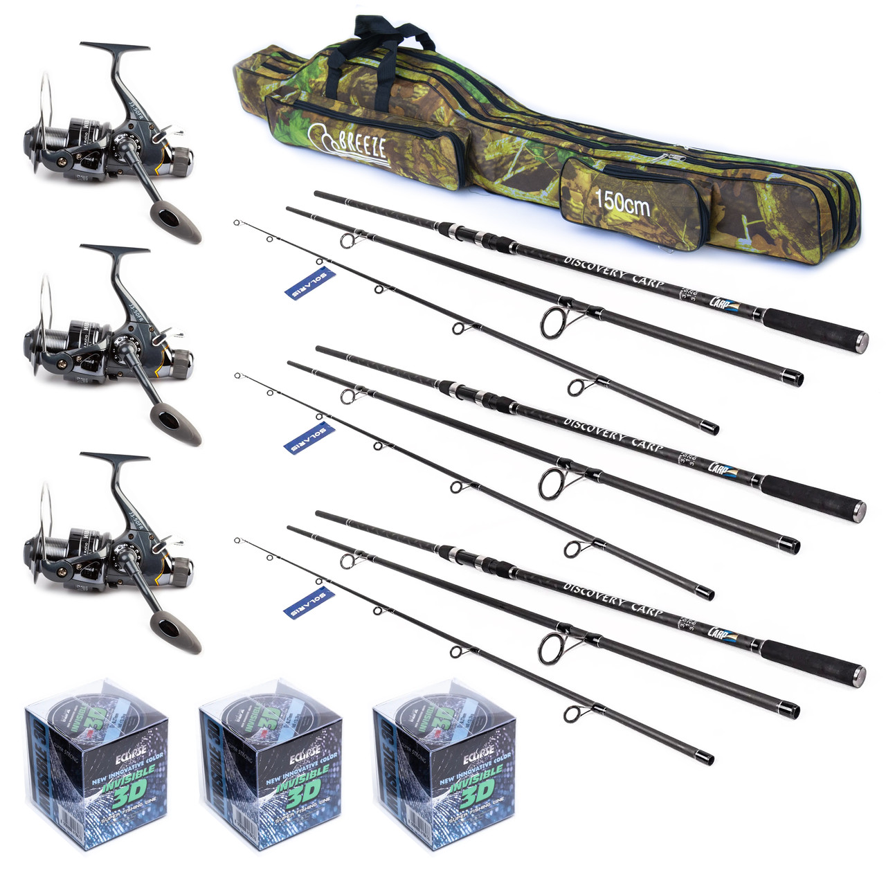 Короповий набір Solaris Discovery Carp 3.9 м Котушка 6000 Лісочка 300 м та Чохол