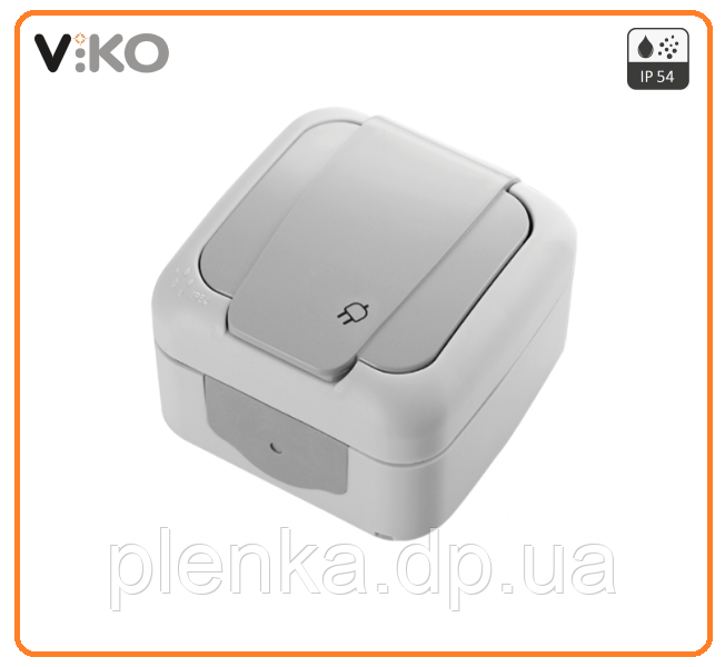 Розетка із заземленням і кришкою IP54 Viko Palmiye Сірий 90555508