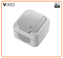 Розетка із заземленням і кришкою IP54 Viko Palmiye Сірий 90555508