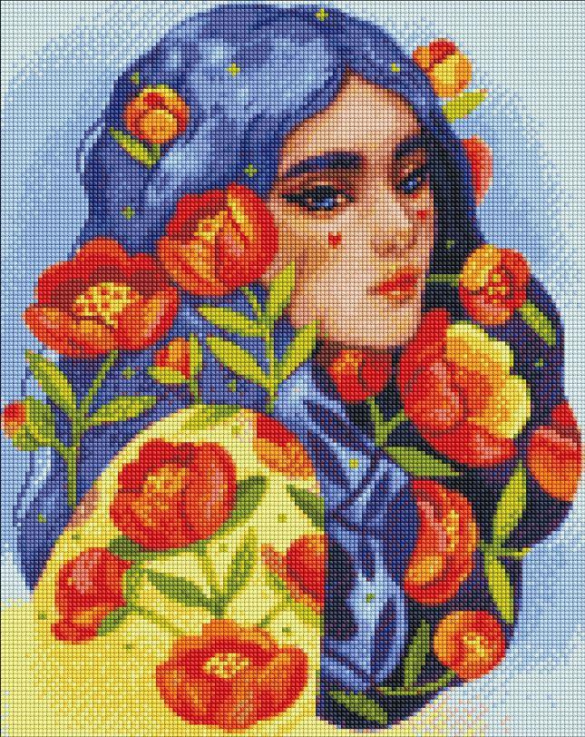 AMO7475 Алмазна мозаїка на підрамнику Синьоока весна 30х40 см