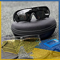 Тактические очки со сменными линзами ESS защитные армейские очки антибликовые,военные очки (Еss-black)