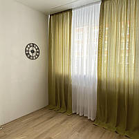 Штори легкі лляні ALBO оливкові 150×270 см, комплект 2 шт. (SH-M1-15), фото 2