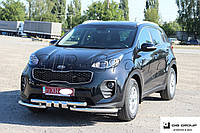 Защита переднего бампера KIA Sportage (2016+) (двойная нержавеющая труба - двойной ус)