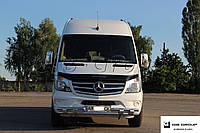 Защита переднего бампера (двойная нержавеющая труба - двойной ус) Mercedes-Benz Sprinter (14-18)