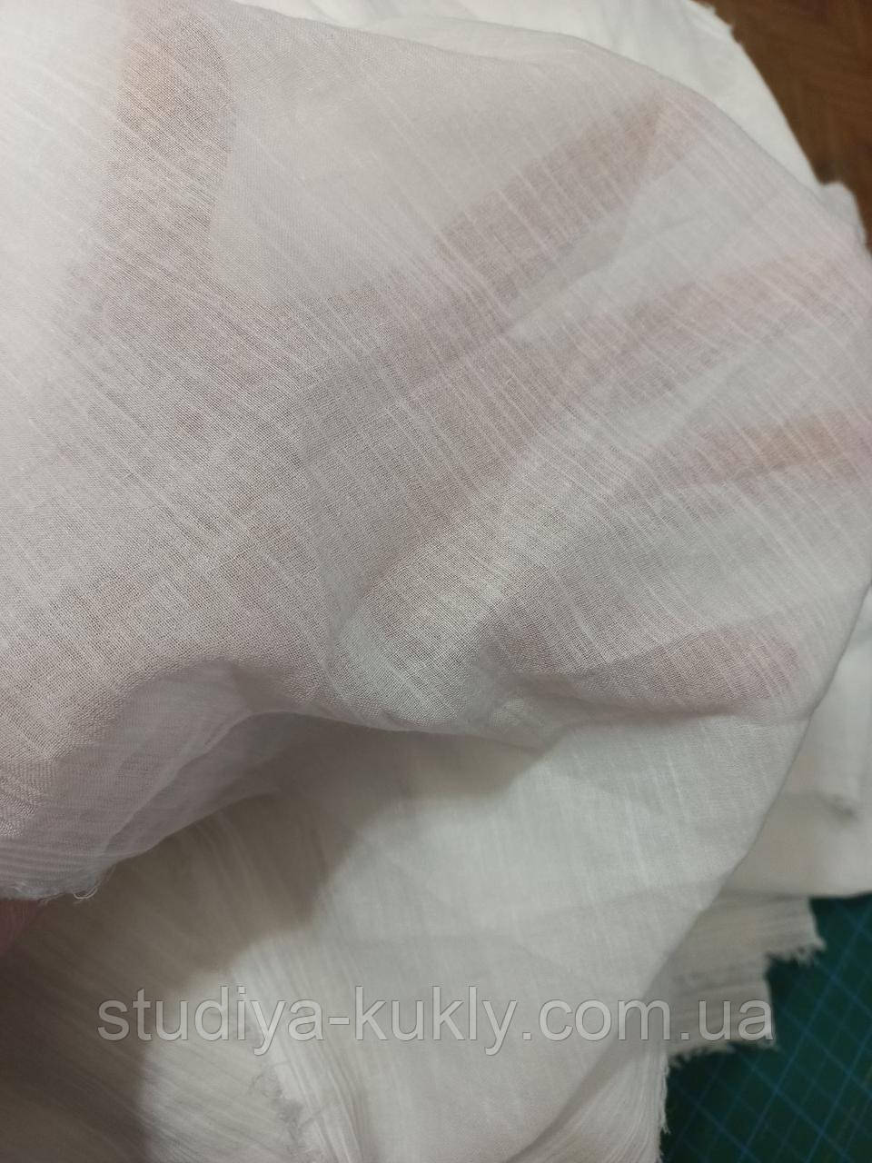 Найтонша біла прозора бавовна. Жата. Ширина 140 см. Італія