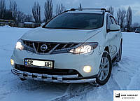 Защита переднего бампера (двойная нержавеющая труба - двойной ус) Nissan Murano Z 51 (08-15)