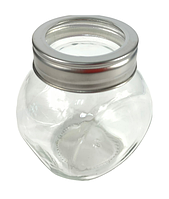 Баночка маленька скляна з прозорою кришкою Банка зі скла для зберігання сипучих продуктів і круп 200 мл