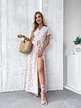 Кремова літня сукня максі на запах із софту з квітковим принтом, фото 5