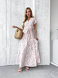 Кремова літня сукня максі на запах із софту з квітковим принтом, фото 4