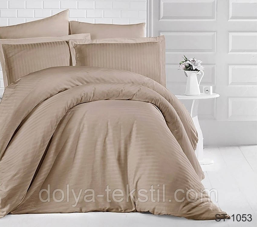 Страйп-сатин Luxury 2-спальна постільна білизна ТМ TAG  ST-1053, фото 1