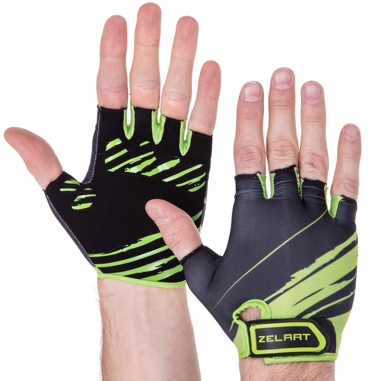 Рукавиці для фітнесу рукавички спортивні Zelart Fitness Gloves 3887 розмір XL Black-Green