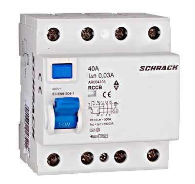 Пристрій захисного відключення 10кА/30мА 4P 40А тип AC Schrack