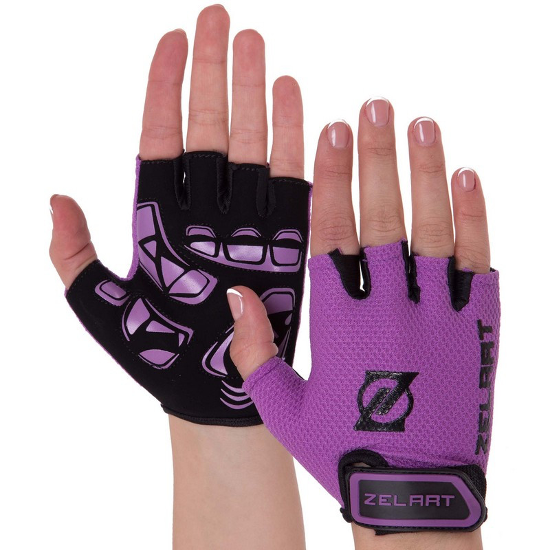 Рукавиці для фітнесу рукавички спортивні Zelart Fitness Gloves 3888 розмір XS Purple-Black