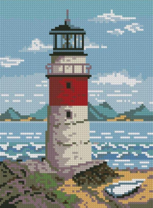 Картина стразами Dream Art Маяк (20 х 27 см) (DA-31759) 20 х 27 см (Без підрамника), фото 1