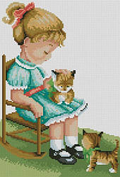 Картина стразами Dream Art З кошенятами (25 х 38 см) (DA-31796) 25 х 38 см (Без підрамника)