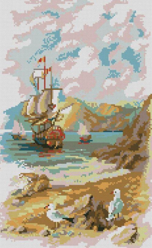 Картина стразами Dream Art Чайки (29 х 47 см) (DA-31758) 29 х 47 см (Без підрамника), фото 1