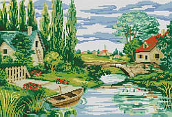 Картина стразами Dream Art На річці (32 х 44 см) (DA-31723) 32 х 44 см (Без підрамника)