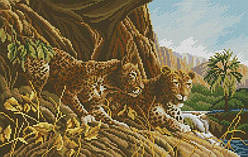 Картина стразами Dream Art Леопарди (31 х 49 см) (DA-31797) 31 х 49 см (Без підрамника)