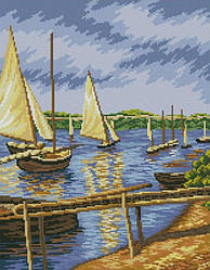 Картина стразами Dream Art Вітрильні човни (Густав Кайботт) (39 х 50 см) (DA-31780) 39 х 50 см (Без підрамника)