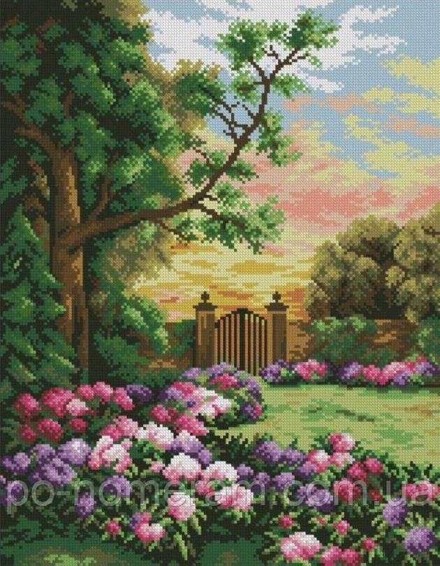 Картина стразами Dream Art Хвіртка в сад (40 х 50 см) (DA-31839) 40 х 50 см (Без підрамника)