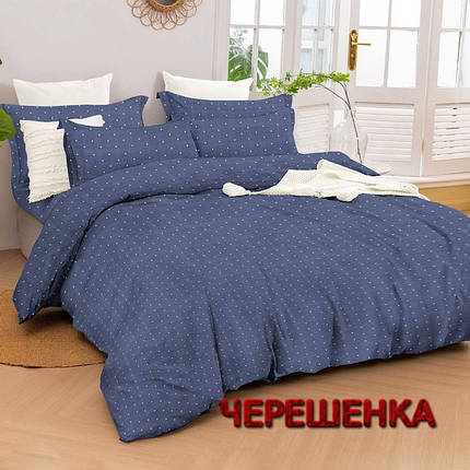 Тканина для постільної білизни Бязь "Gold" Lux GL3602blue (50м) синя в горошок, фото 1