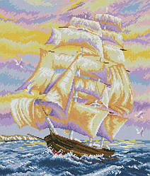 Картина стразами Dream Art Корабель на заході сонця (44 х 52 см) (DA-31707) 44 х 52 см (Без підрамника)