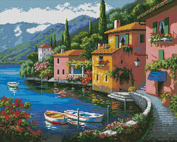 Картина стразами Dream Art Озерне містечко (48 х 60 см) (DA-31731) 48 х 60 см (Без підрамника)