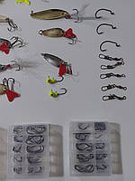 Набір рибальських приманок (блешні, воблери, гачки, черв'яки, опариші та інше), фото 8