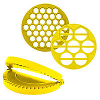Комплект пластиковая пельменница варенница и форма для приготовления чебуреков и пирожков Желтый