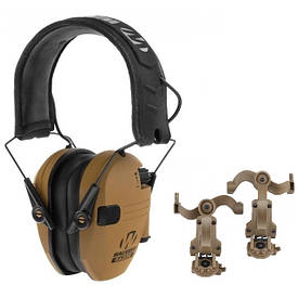 Активні навушники Walkers Razor + кріплення під шолом OPS Core (чебурашки) Койот