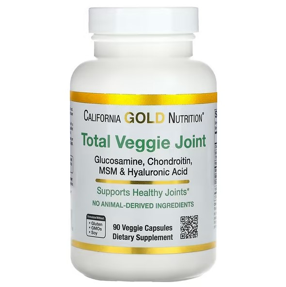 Глюкозамін хондроїтин МСМ і гіалуронова кислота California Gold Nutrition Total Veggie Joint 90 капсул