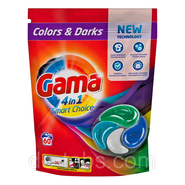 GAMA Smart Choice Colors & Darks 4-in-1 капсули для прання 60шт