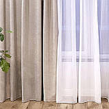 Комплект штори на тасьмі 2 шт 180х250 мікровелюр Беж-капучино, тюль вуаль 300х250 Білий, фото 6