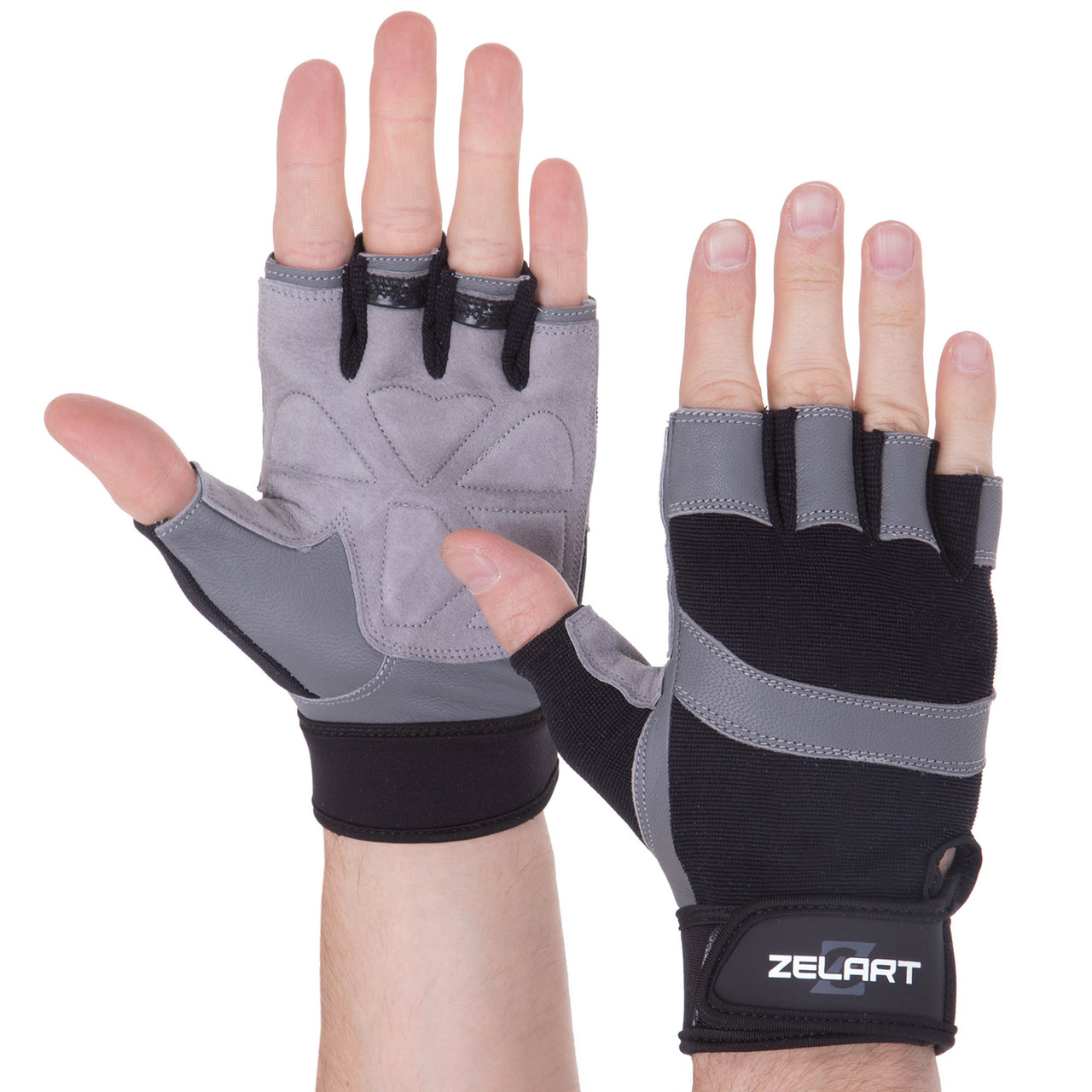 Рукавиці для фітнесу рукавички спортивні Zelart Fitness Gloves 161594 розмір L Black-Grey