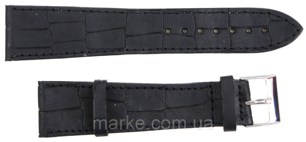 Шкіряний ремінець для годинника під крокодила Mykhail Ikhtyar Ш24 мм чорний