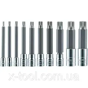 Набір довгих біт (1/4" 3/8" 1/2") SPLINE M4-M18 10 ел. Vorfal V08064, фото 4