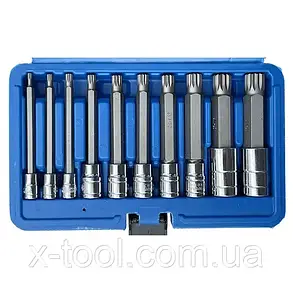 Набір довгих біт (1/4" 3/8" 1/2") SPLINE M4-M18 10 ел. Vorfal V08064, фото 3