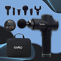 Перкуссионный массажер для тела и мышц, ручной массажный пистолет GYRO Muscle Gun Massager Black (GYRO-01)