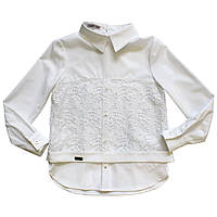 Блуза Поллі для дівчинки мереживна до школи молочна