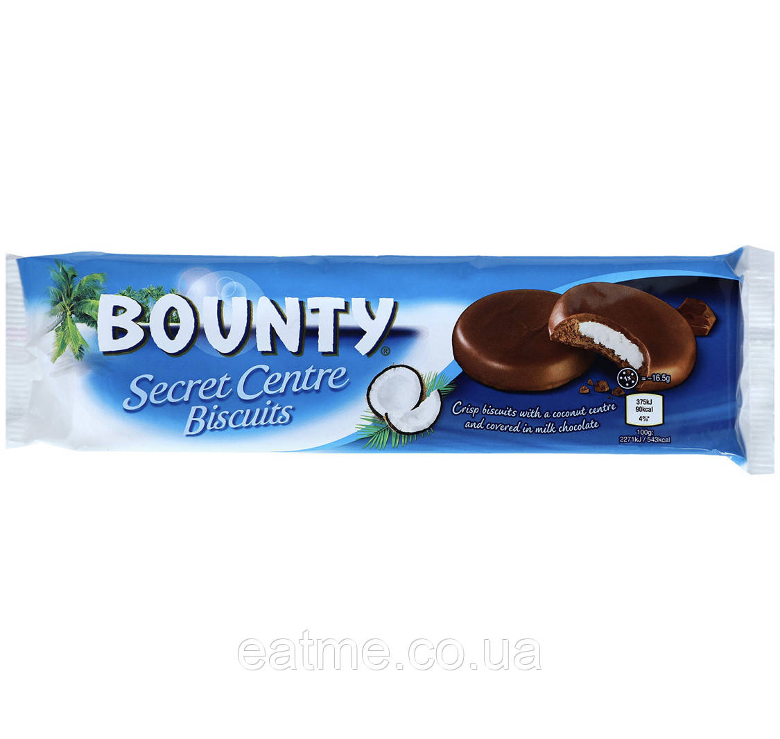 Bounty Secret Centre Biscuits Шоколадне печиво з кокосовим кремом в молочному шоколаді 132g