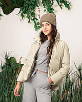 Демисезонная куртка из эко-кожи для девочки Tiffosi оливковая 134-140 см