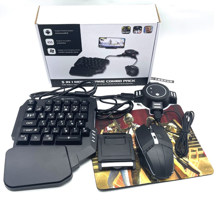 Набір ігрової клавіатура миша та хаб MOBILE GAME Bluetooth для Android IOS 5в1 для телефона