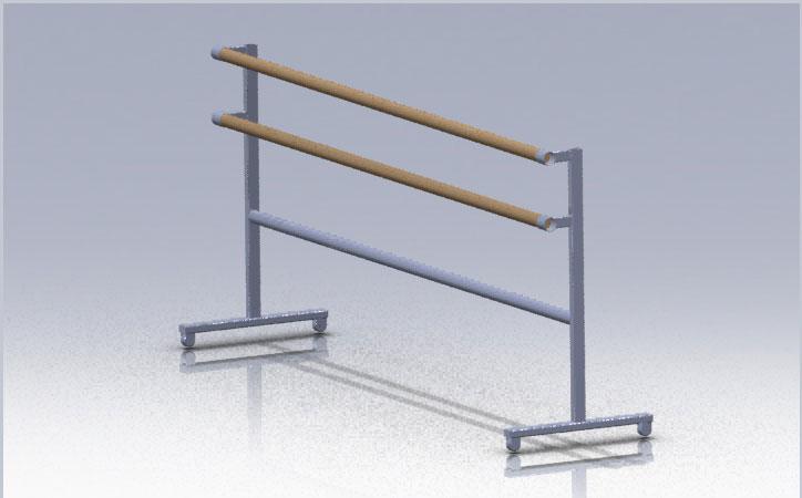 Верстат балетний дворядний мобільний з фіксаторами (SS00590), фото 1