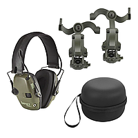 Тактичні активні навушники Impact sport + Адаптер чебурашка для навушників + Чохол для навушників Howard | Tactic ЗСУ 3 в 1